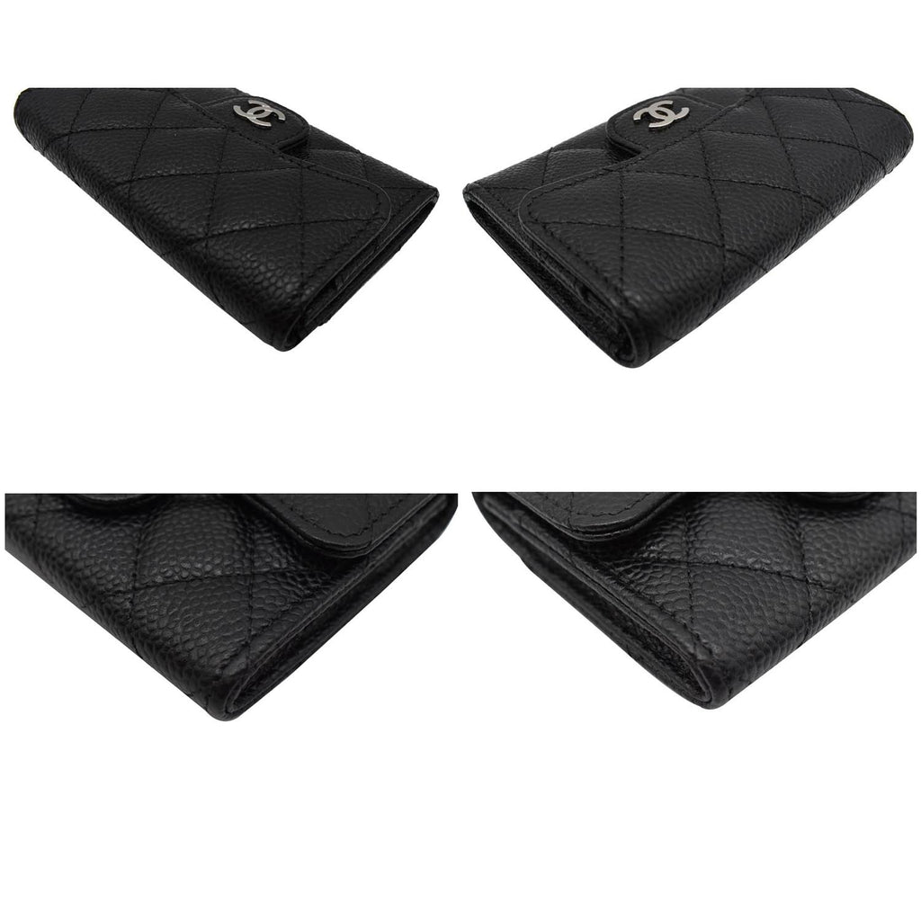 CHANEL CC Classic Small Flap Caviar Leather Card holder Black