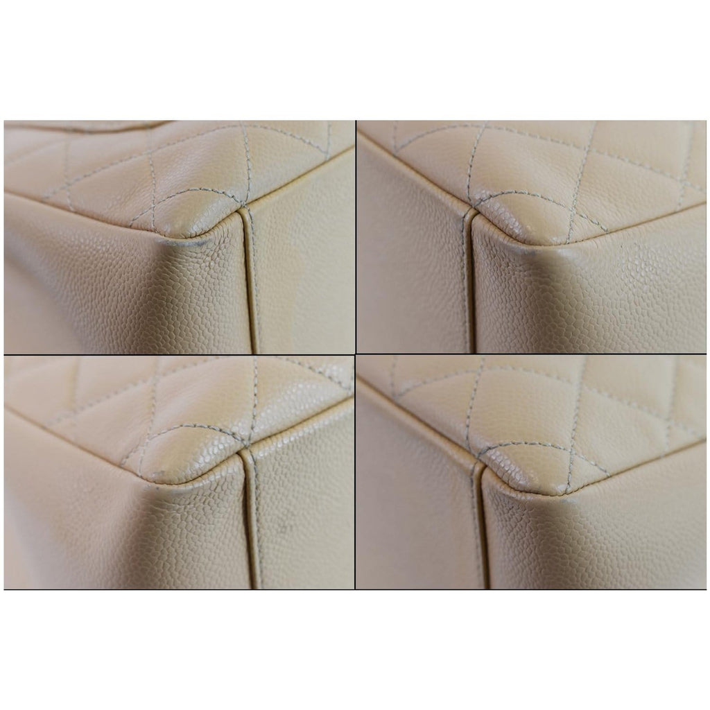 CHANEL Grand Shopping GST Caviar Leather Tote Bag Beige