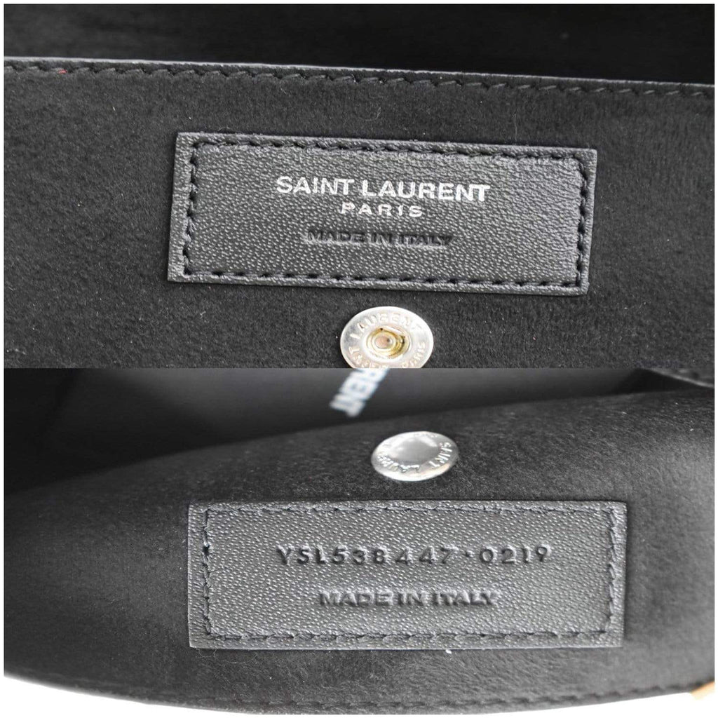 YVES SAINT LAURENT Teddy Lambskin Leather Bucket Shoulder Bag Red