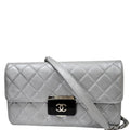 CHANEL Beauty Lock Mini Flap Quilted Sheepskin Leather Shoulder Bag Silver - 10% OFF
