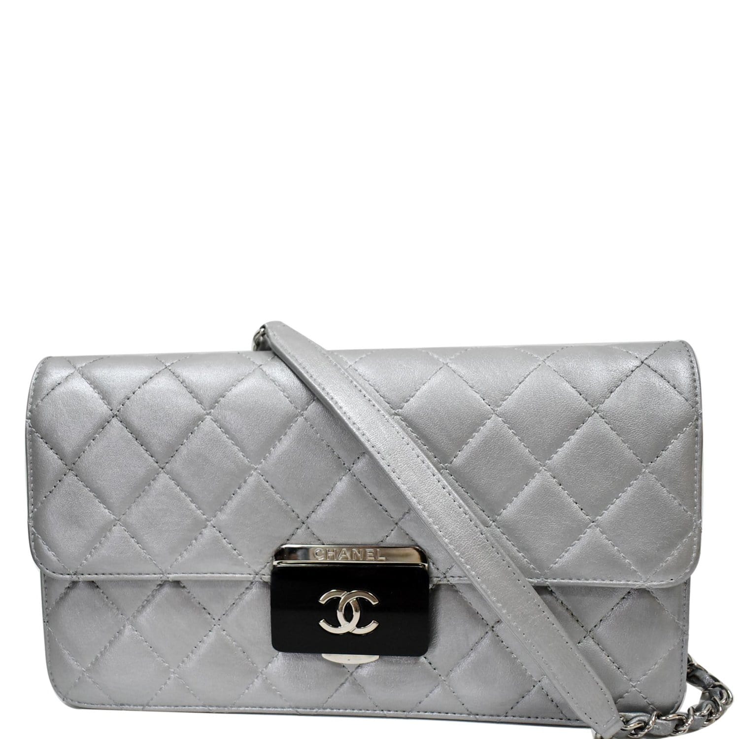 CHANEL Beauty Lock Mini Flap Quilted Sheepskin Leather Shoulder Bag Silver - 10% OFF