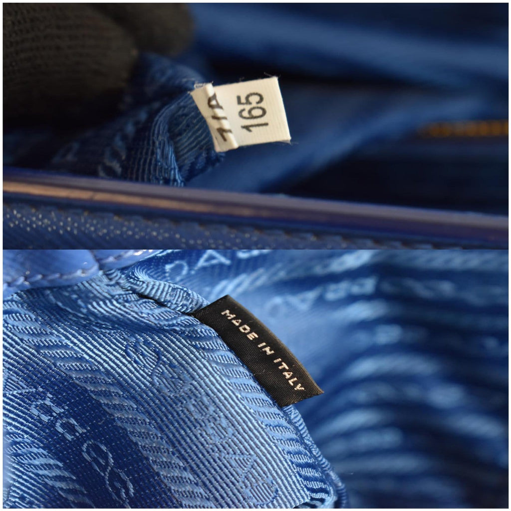 PRADA Parabole Saffiano Lux Leather Shopping Tote Blue