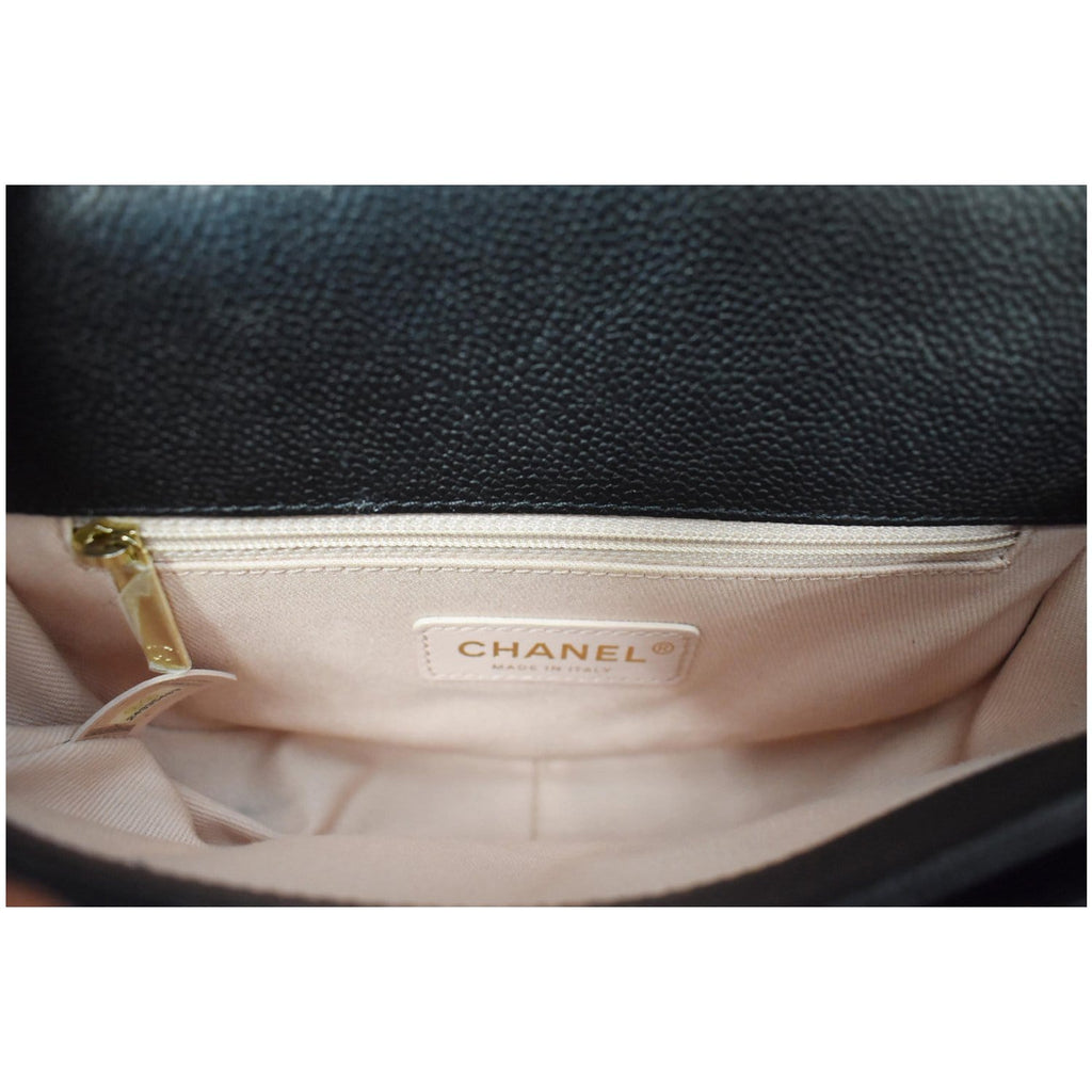 CHANEL Coco Cuba Quilted Grained Calfskin Leather Top Handle Bag Black
