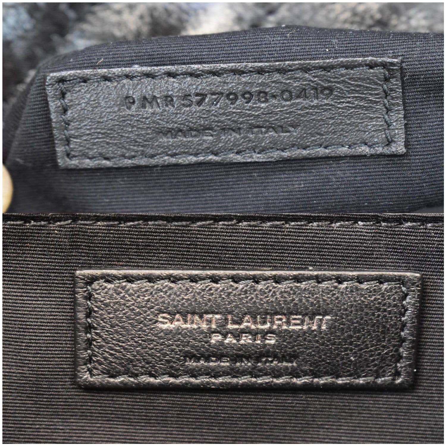 YVES SAINT LAURENT Niki Large Crinkle Leather Shopper Tote Bag Black