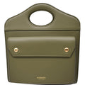 BURBERRY Mini Leather Pocket Tote Bag Dark Fern Green