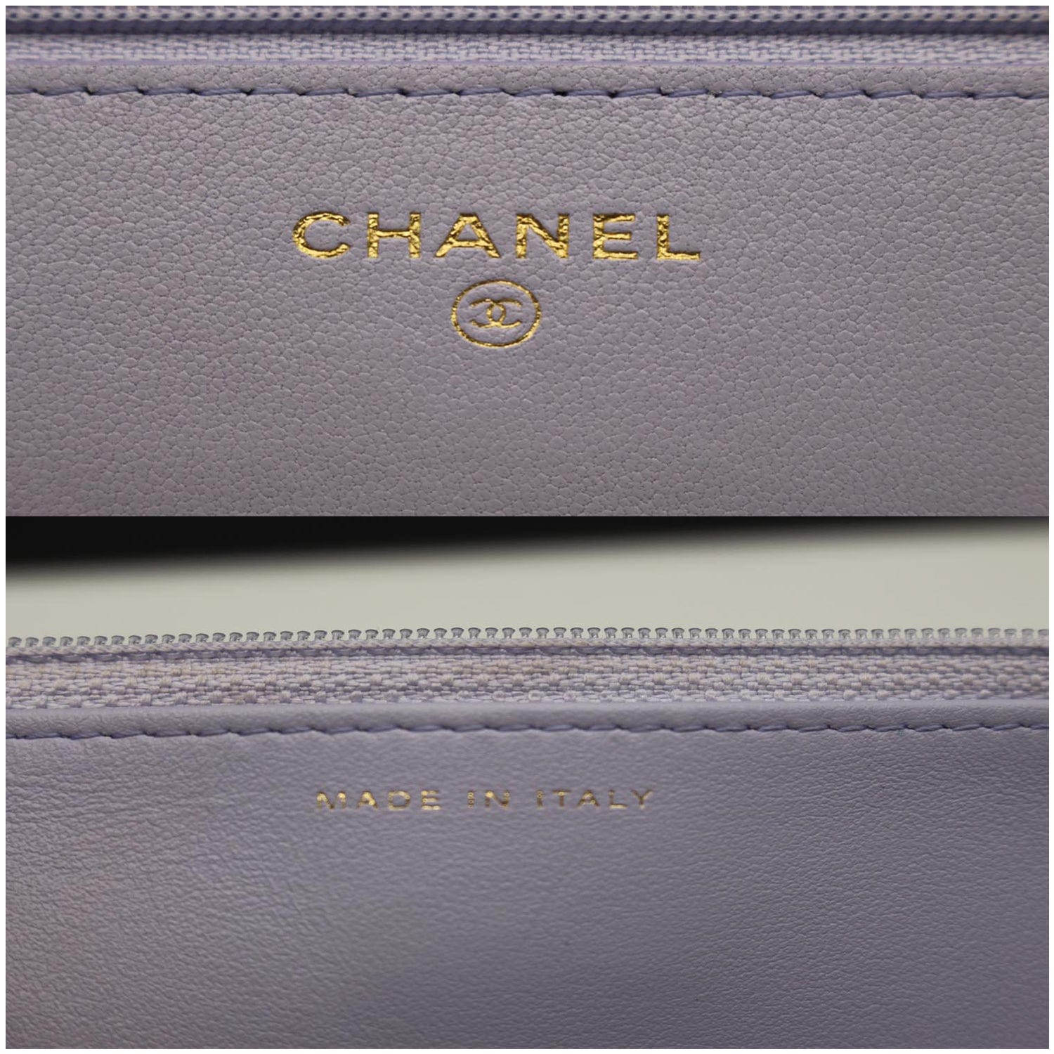 CHANEL 19 CC WOC Leather Wallet On Chain Crossbody Bag Light Lavender