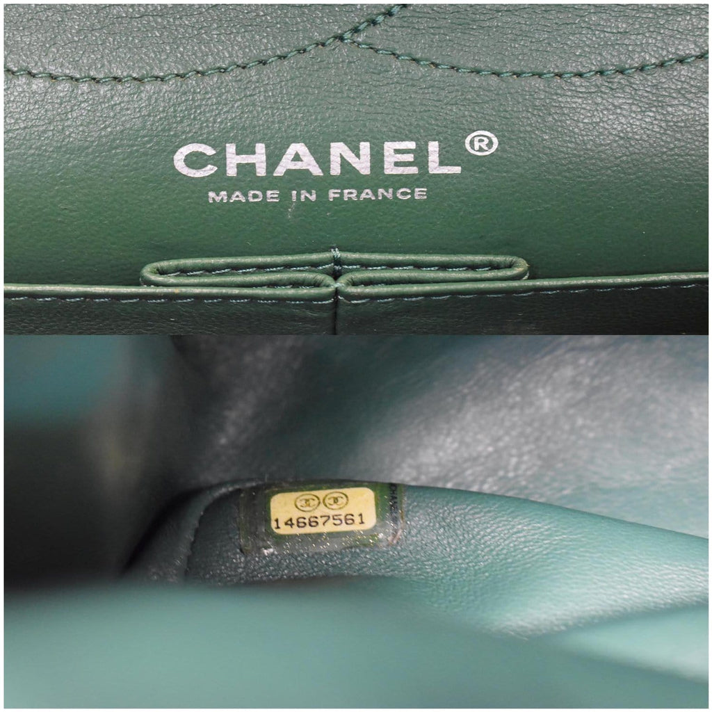 CHANEL 2.55 Reissue Double Flap Patent Leather Shoulder Bag Green
