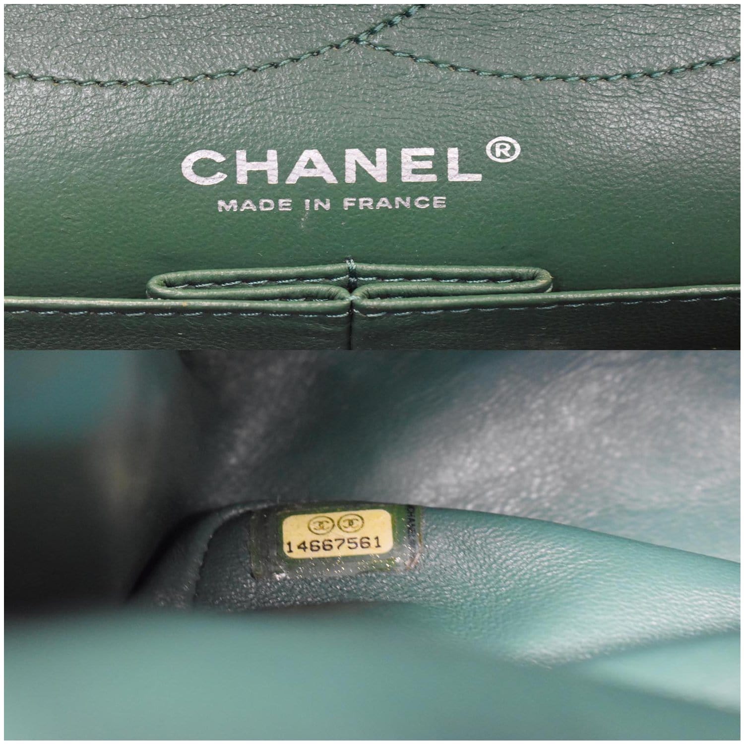 CHANEL 2.55 Reissue Double Flap Patent Leather Shoulder Bag Green