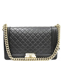 CHANEL Medium Boy Flap Lambskin Leather Shoulder Bag Black