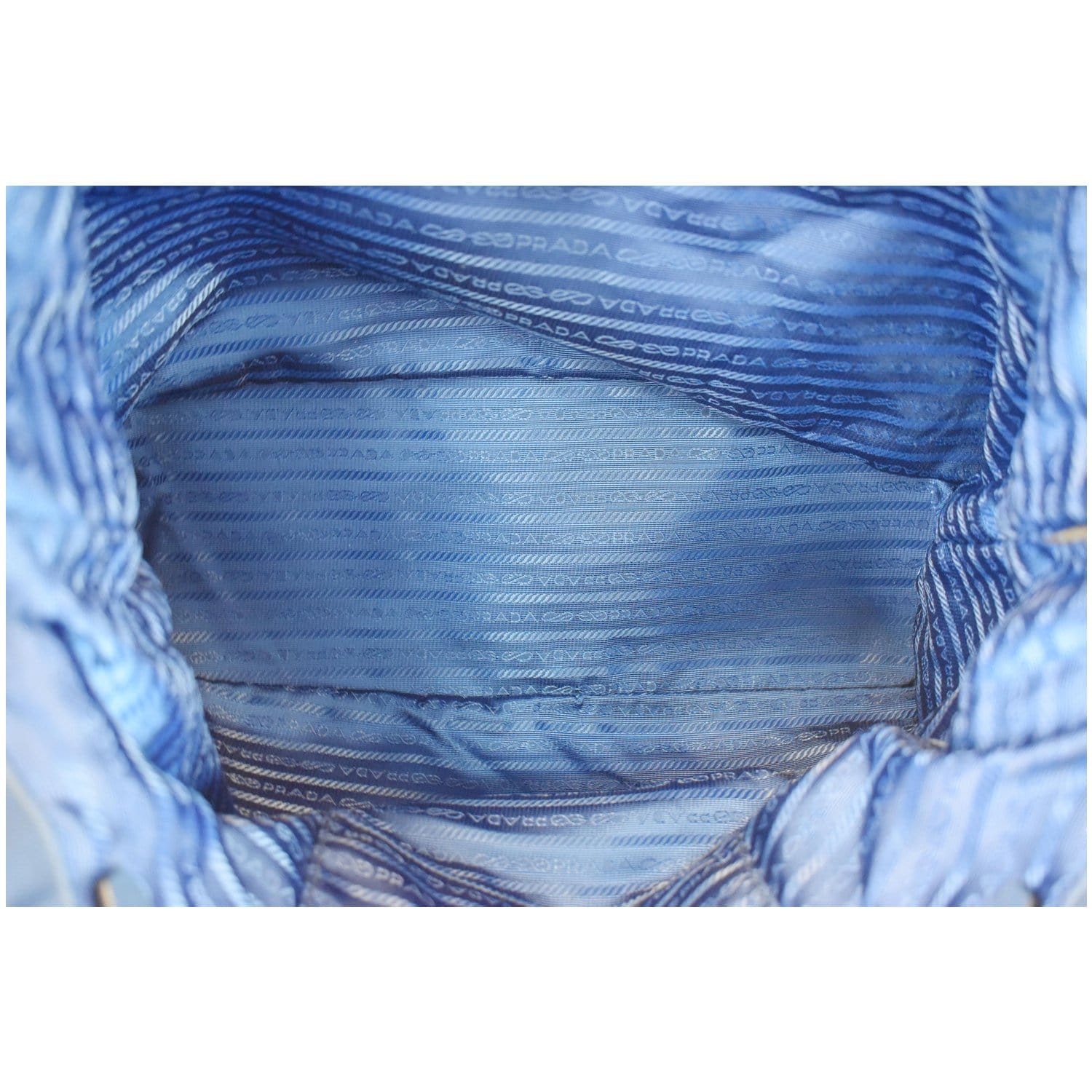 PRADA Tessuto Nylon Saffiano Leather Tote Bag Blue
