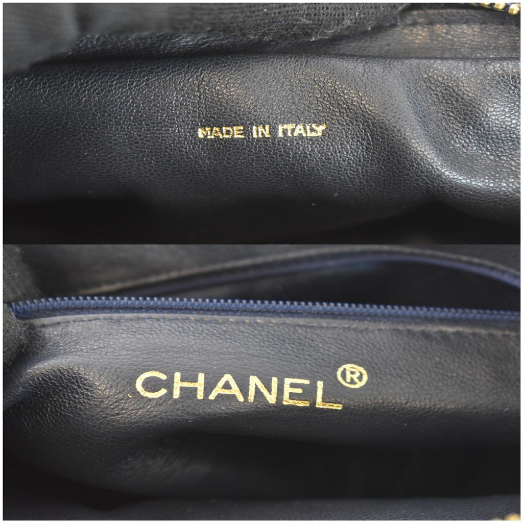 CHANEL Vintage Front Pocket Lambskin Leather Camera Bag Blue