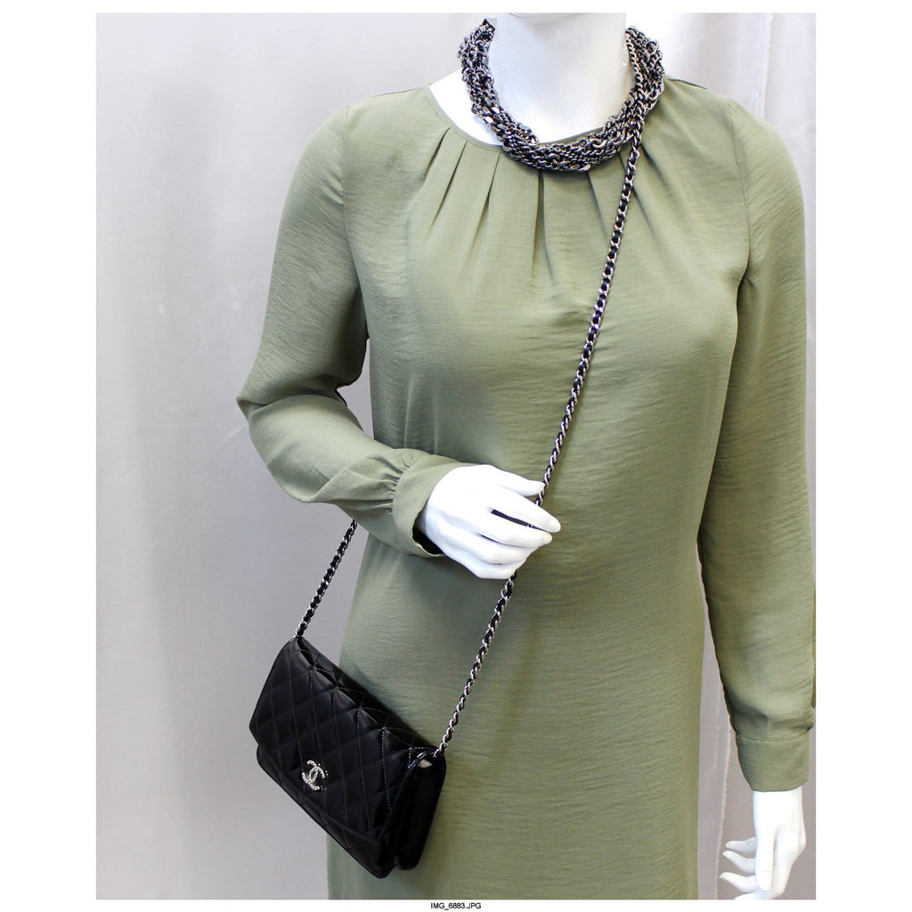 CHANEL Wallet On Chain Patent Leather Shoulder Crossbody Bag