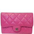 CHANEL Classic Flap Caviar Leather Wallet Pink