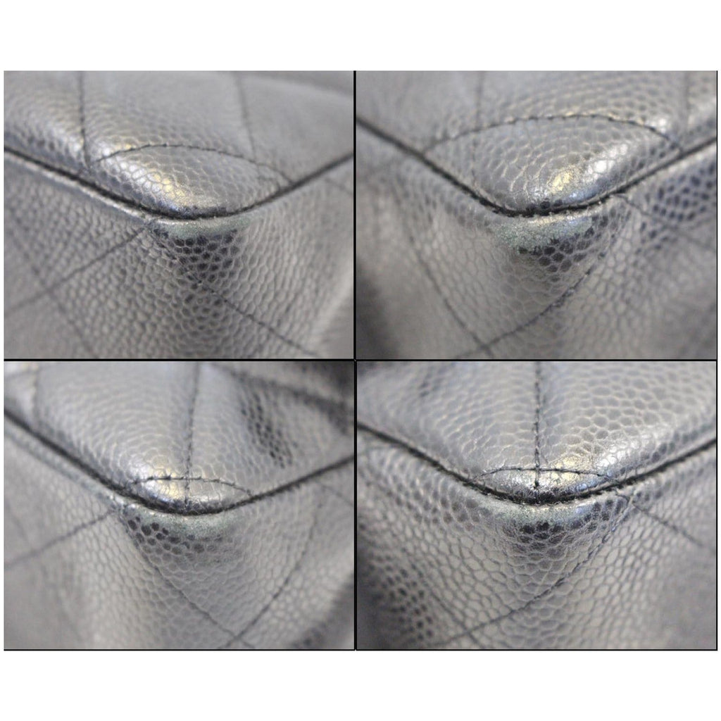 CHANEL Jumbo Classic Single Flap Caviar Leather Shoulder Bag Black