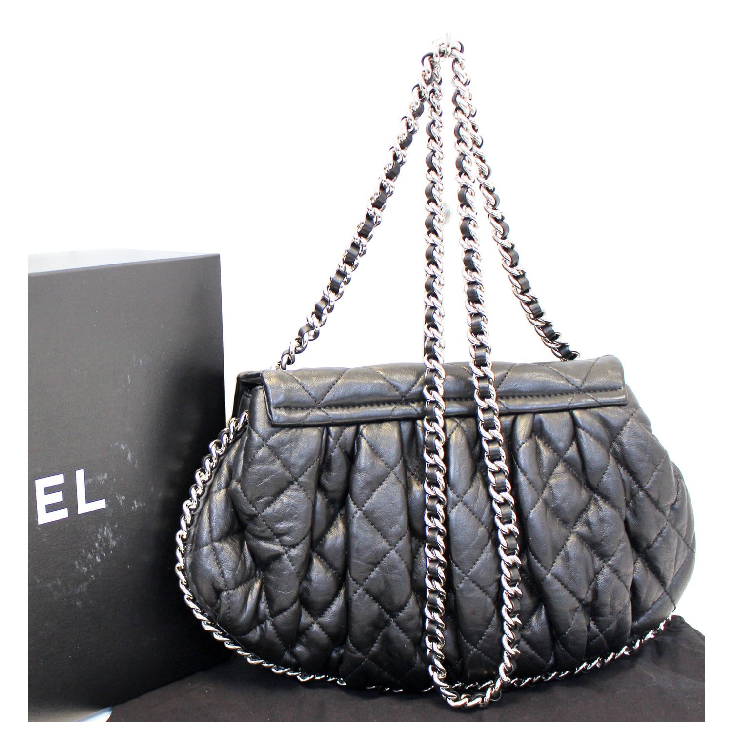 CHANEL Chain Around Quilted Leather Flap Shoulder Crossbody Bag Black