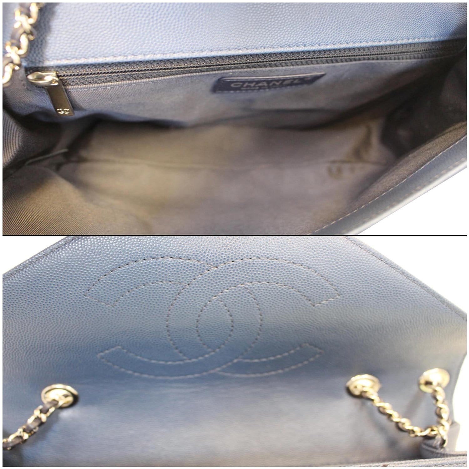 CHANEL CC Chevron Flap Shoulder Crossbody Bag Blue