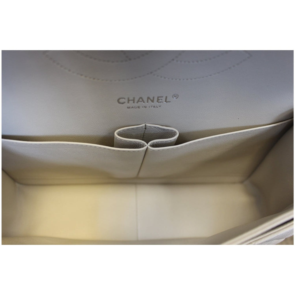 CHANEL Classic Jumbo Double Flap Caviar Leather Ivory Shoulder Bag