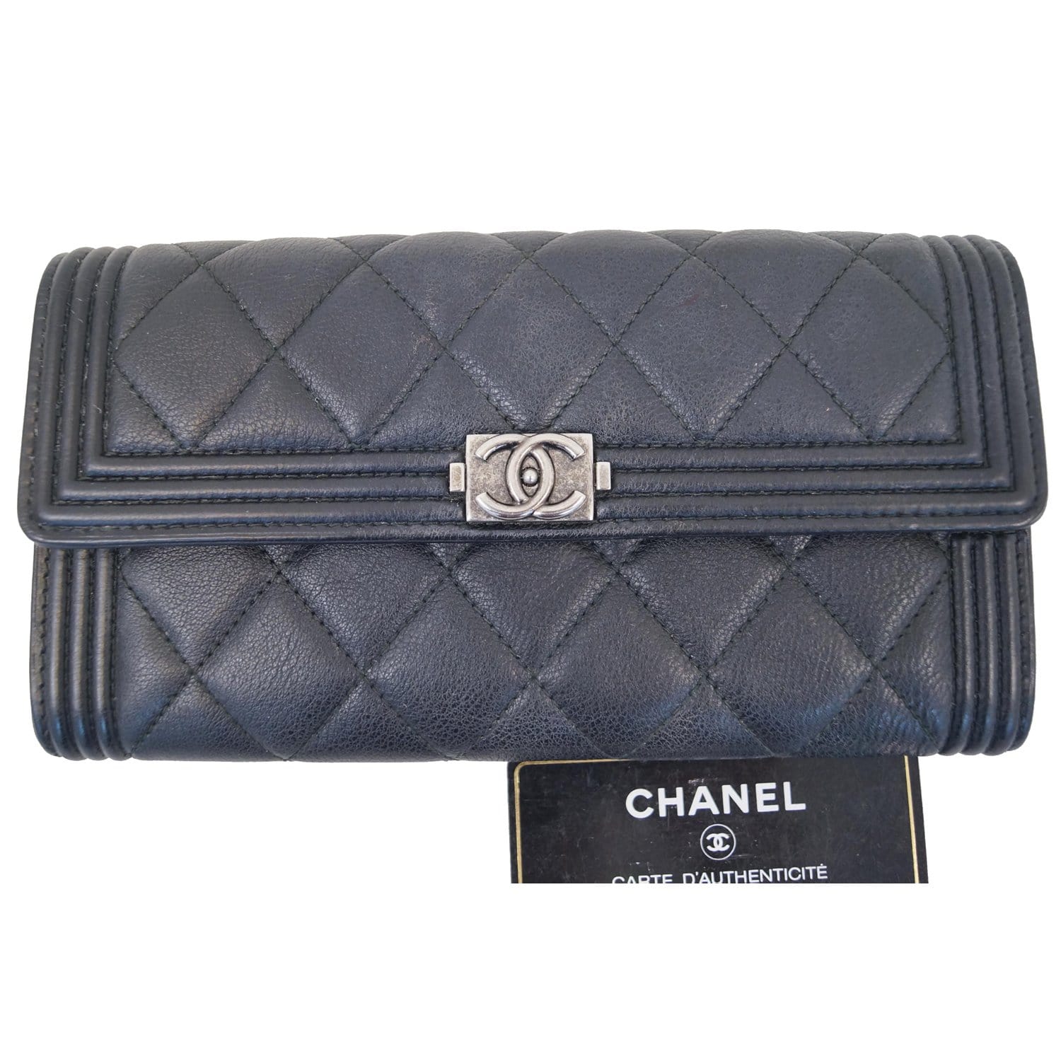 CHANEL Boy Large Flap Lambskin Leather Wallet Black - 15% OFF
