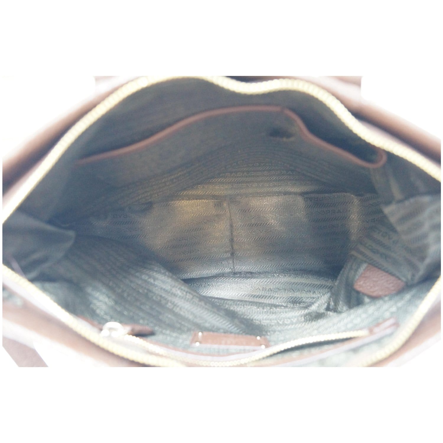 PRADA Cervo Antik Leather Tote Bag Brown