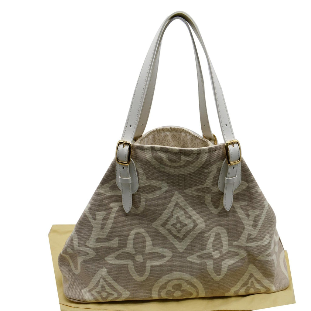 LOUIS VUITTON Tahitienne Cabas GM Monogram Print Canvas Tote Bag Beige