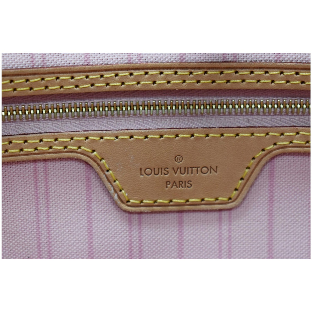 LOUIS VUITTON Neverfull GM Damier Azur Tote Bag Rose Ballerine