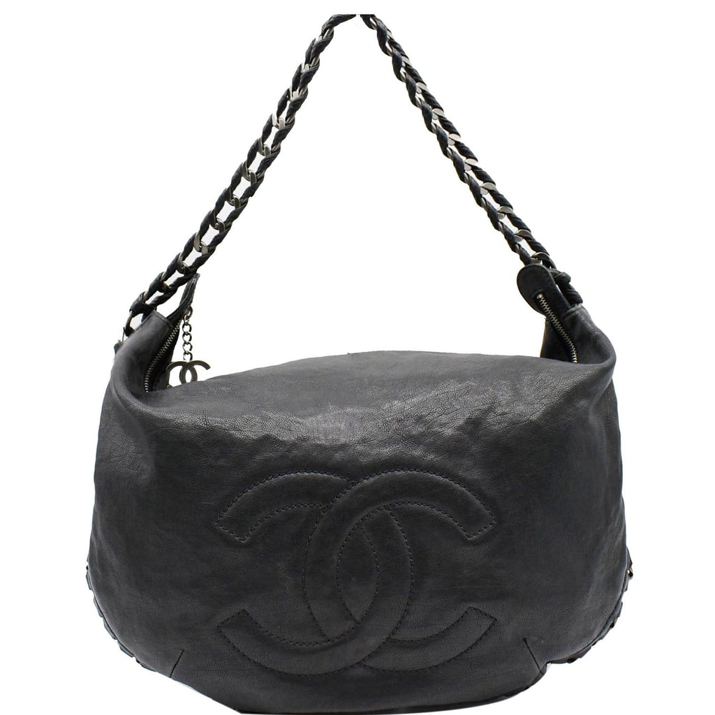 CHANEL Modern Chain Calfskin Leather Hobo Bag Black