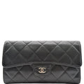 CHANEL Classic Flap Caviar Leather Card Holder Wallet Black