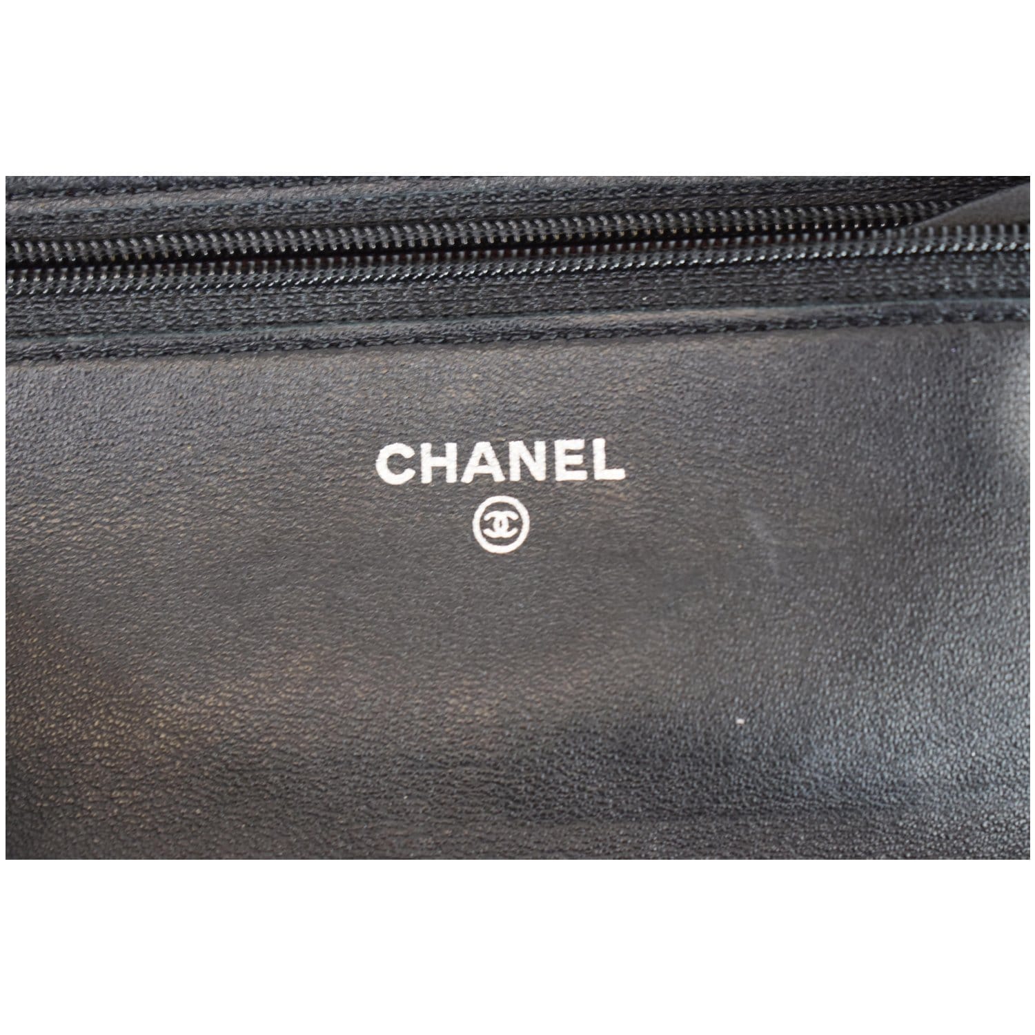 CHANEL Wallet On Chain Lambskin Leather WOC Crossbody Bag Black