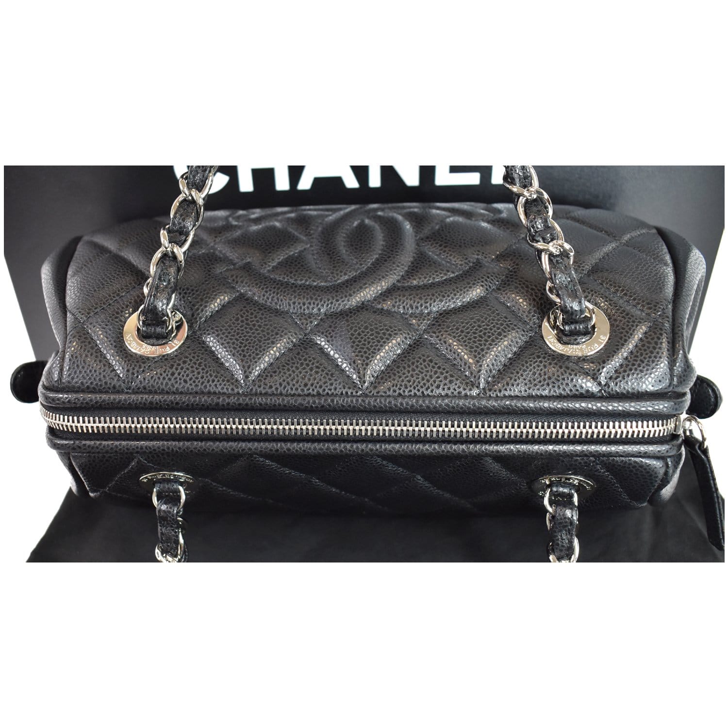 CHANEL Timeless CC Quilted Caviar Leather Small Chain Bowler Bag Black - 15% OFF