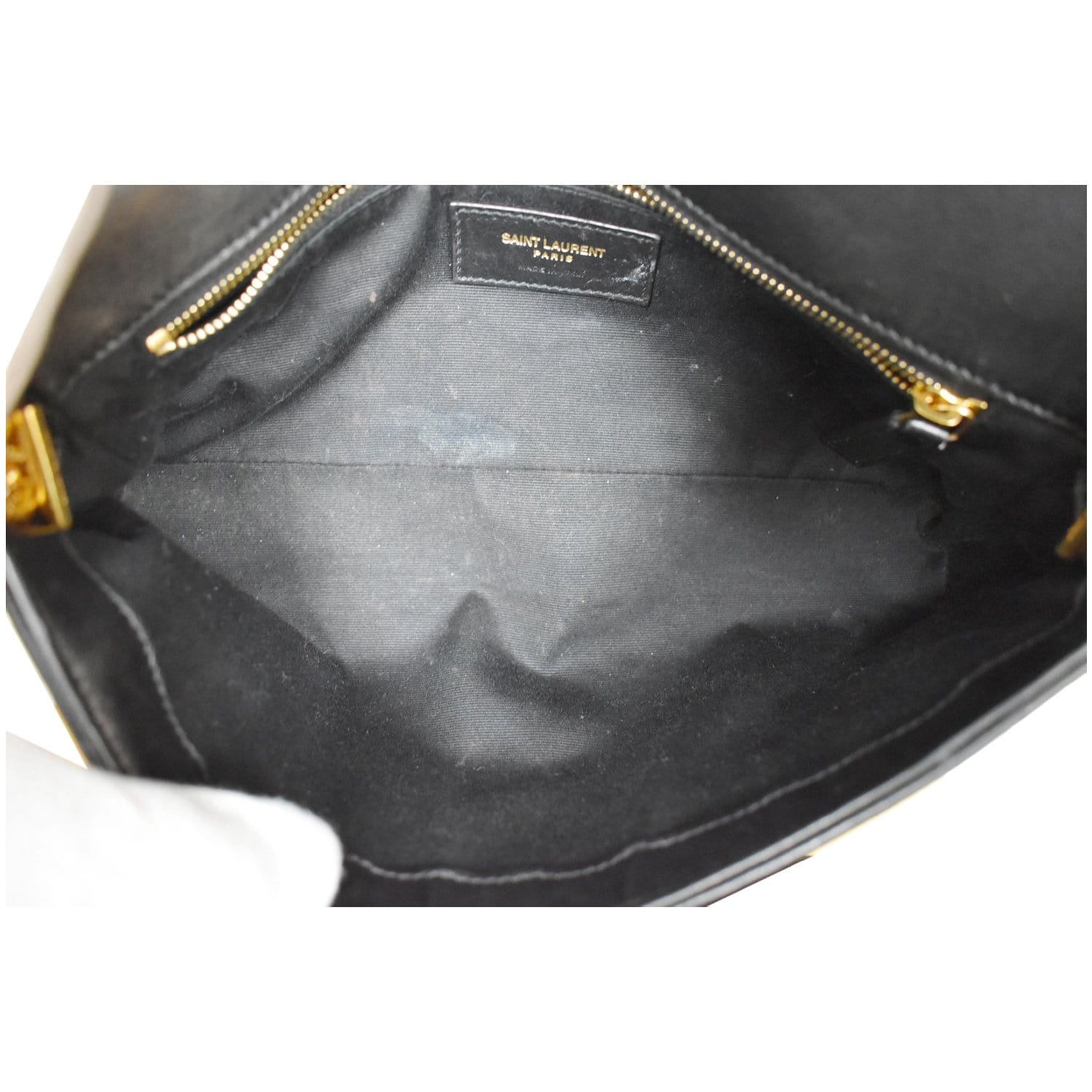 YVES SAINT LAURENT Kate 99 Chevron Leather Shoulder Bag Black