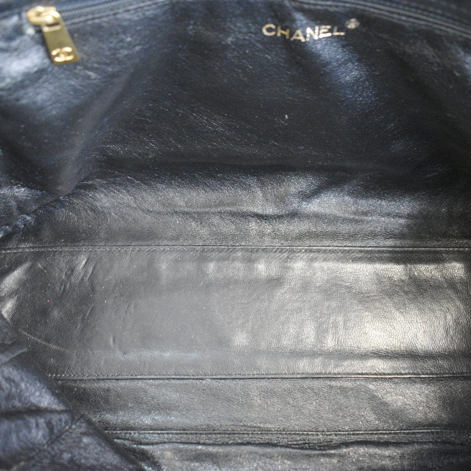 CHANEL Vintage Bekko Lambskin Leather Chain Tote Bag Black