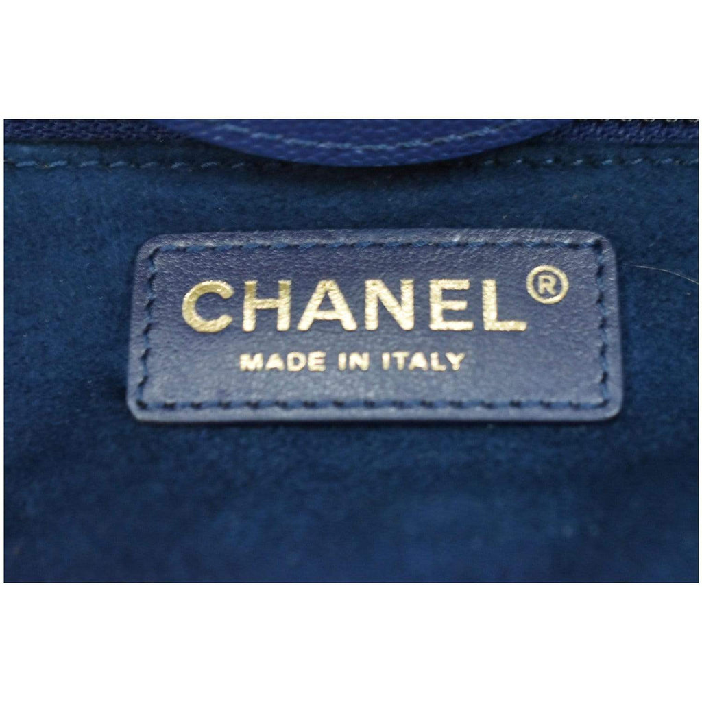 CHANEL Deauville Studded Caviar Tote Shoulder Bag Blue