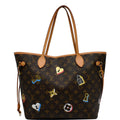 LOUIS VUITTON Love Lock Neverfull MM Monogram Canvas Tote Bag Brown