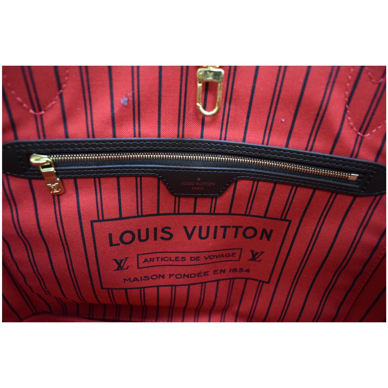 LOUIS VUITTON Neverfull MM Damier Ebene Brown Tote Bag Brown