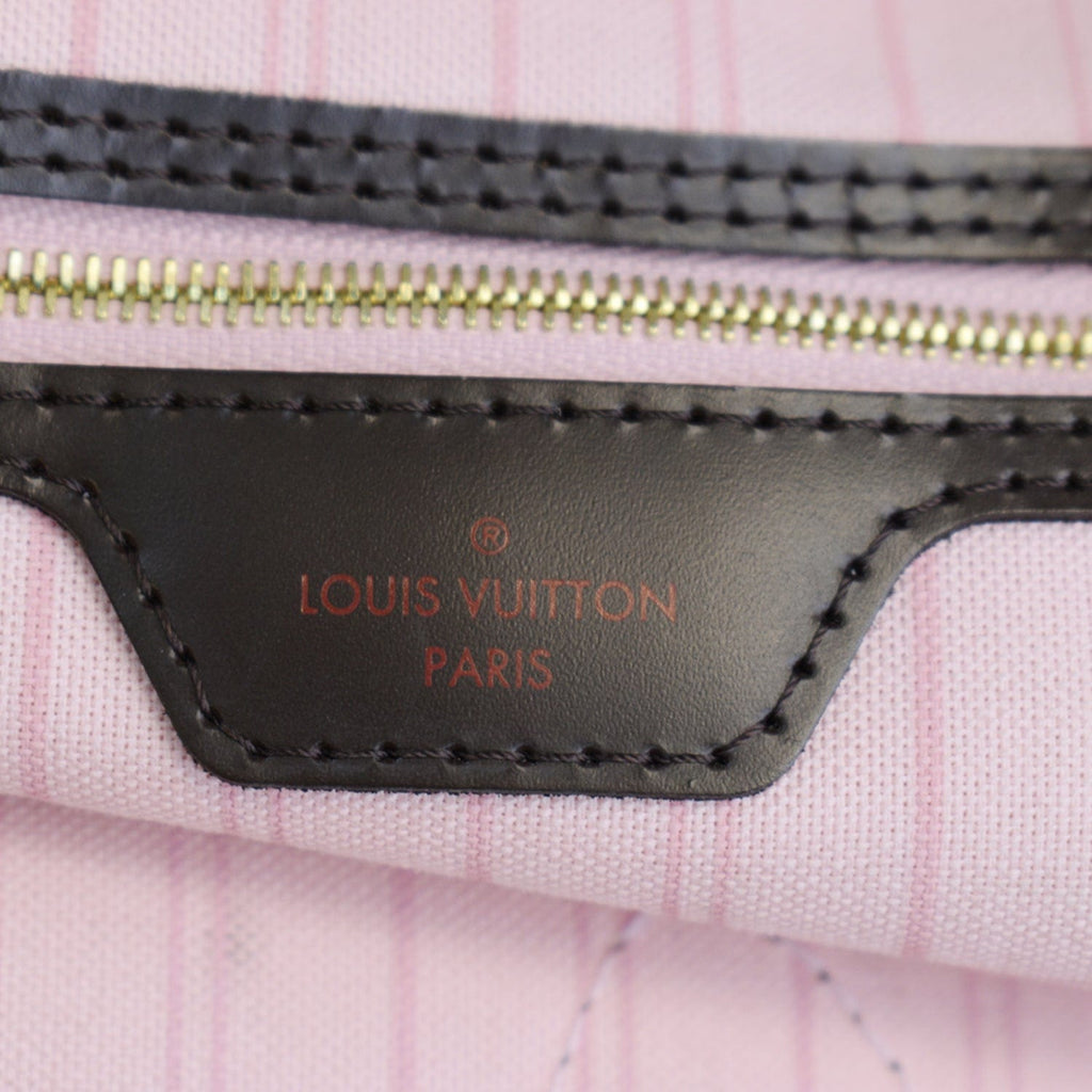 LOUIS VUITTON Neverfull MM Damier Ebene Tote Bag Brown