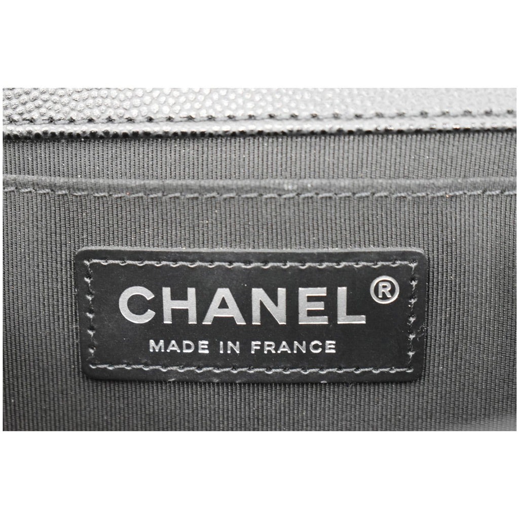 CHANEL Medium Boy Flap Caviar Leather Shoulder Bag Black