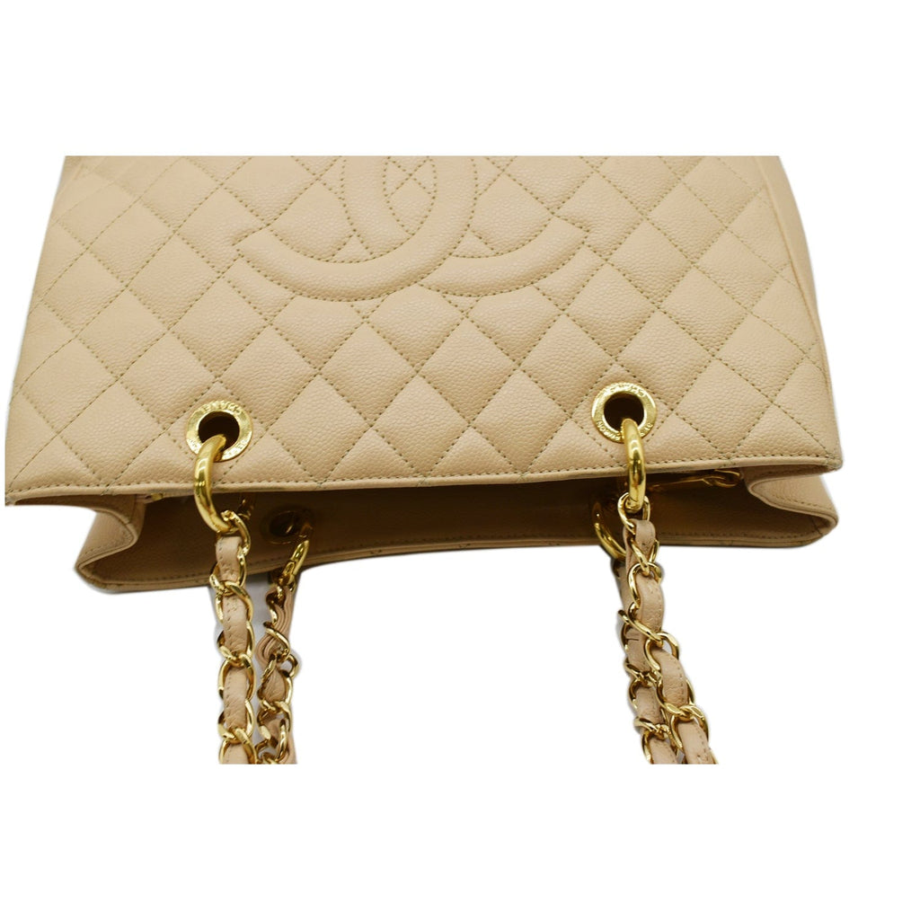 CHANEL Grand Shopping GST Caviar Leather Tote Bag Beige