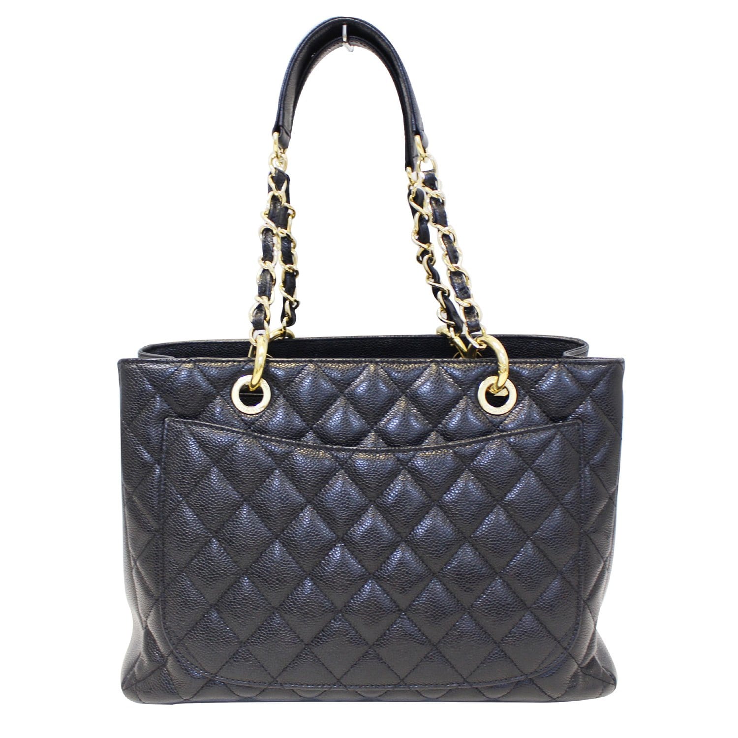 CHANEL Grand Shopping Caviar Leather Tote Bag Black