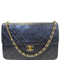 CHANEL Matelasse 25 Lambskin Leather Shoulder Bag Black