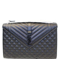 YVES SAINT LAURENT Envelope Large Matelasse Embossed Leather Shoulder Bag Black