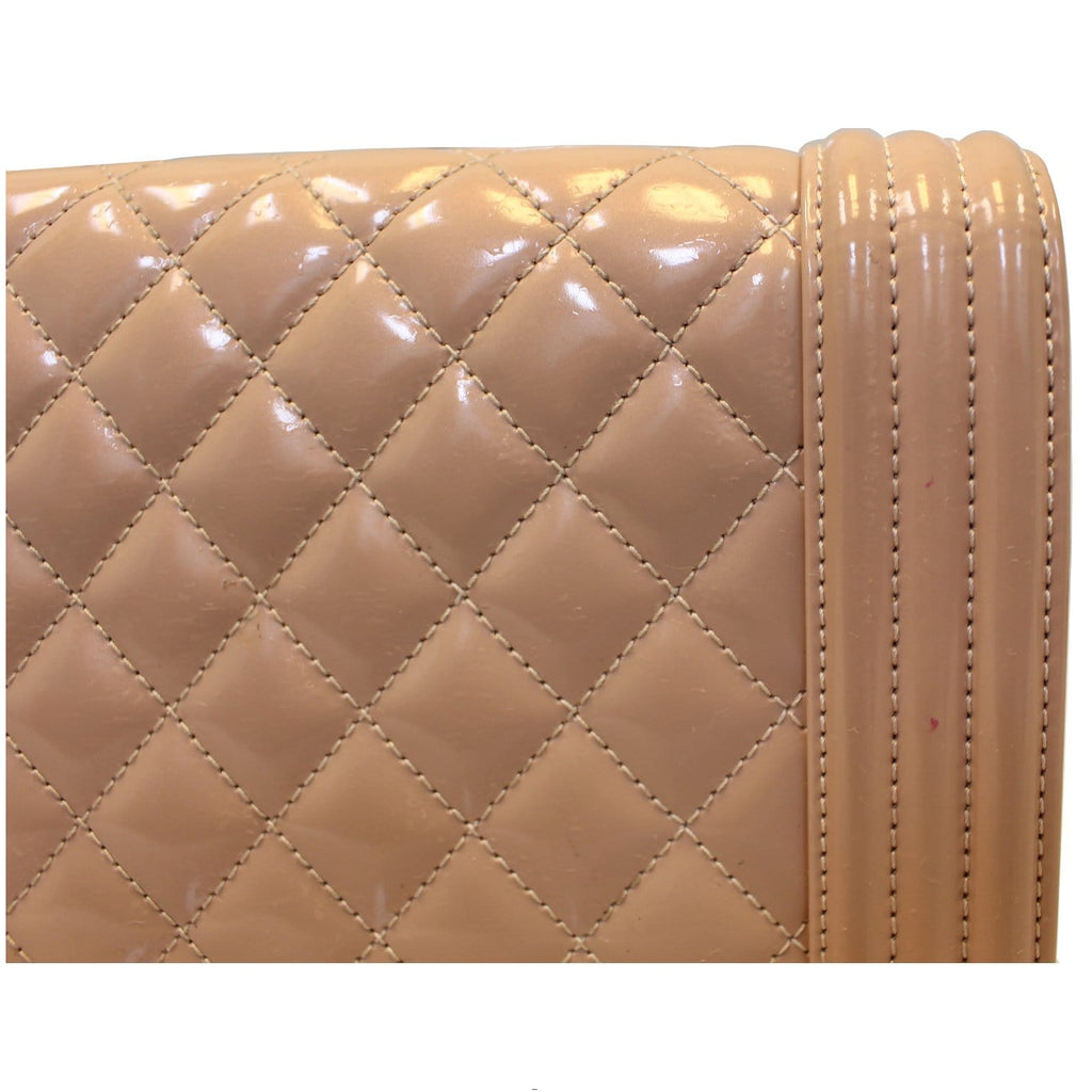 CHANEL Medium Boy Patent Leather Flap Bag Light Pink