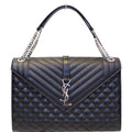 YVES SAINT LAURENT Envelope Large Matelasse Embossed Leather Shoulder Bag Black