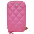 CHANEL Wallet On Chain WOC Caviar Leather Phone Holder Pink