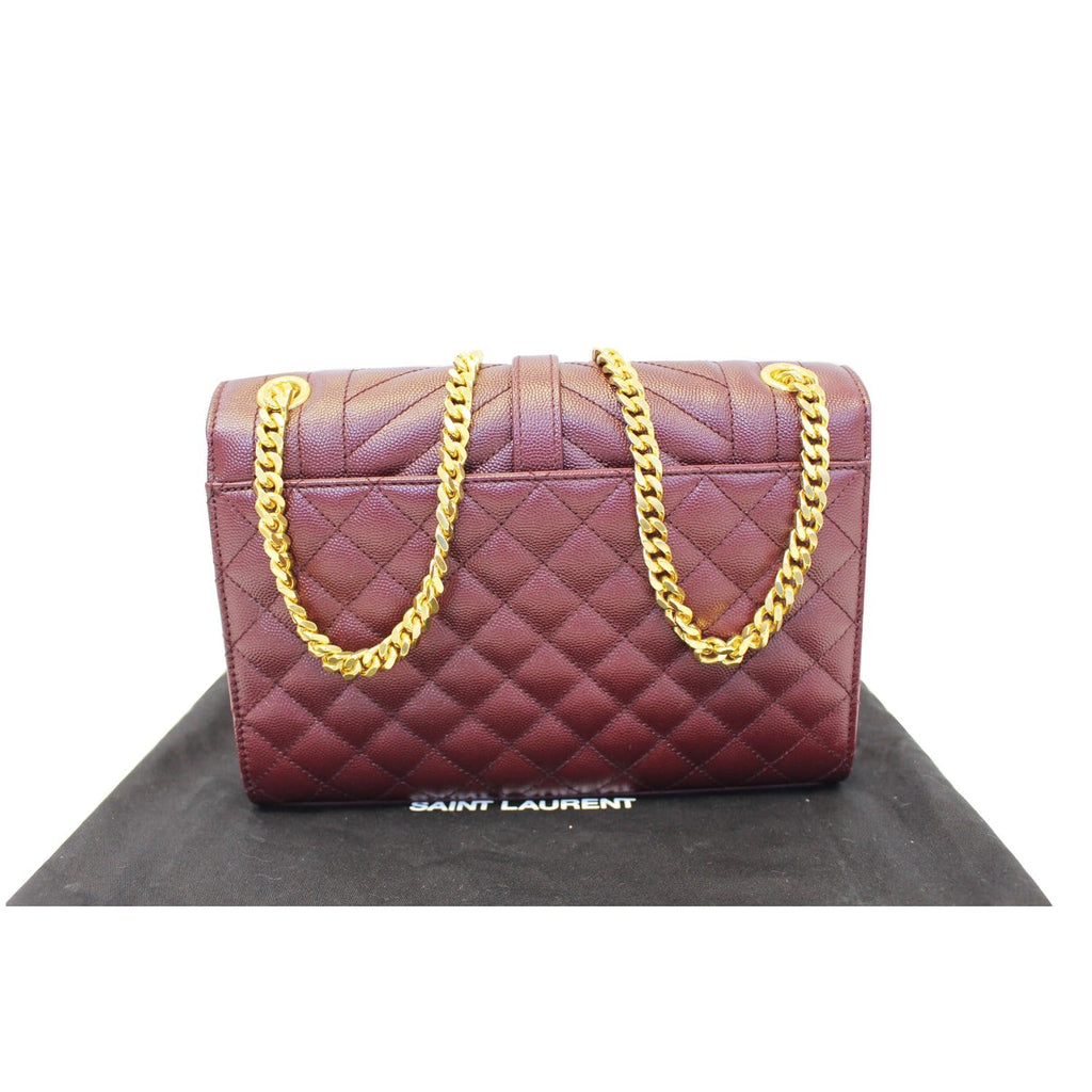 YVES Saint Laurent Envelope Medium Chain Shoulder Bag Burgundy