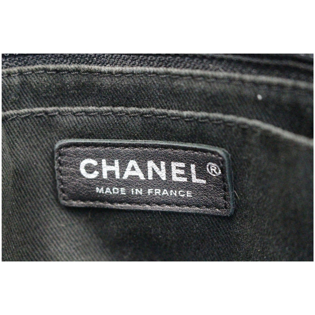 CHANEL Large Shopping Grained Vegetal Calfskin Tote Bag Black