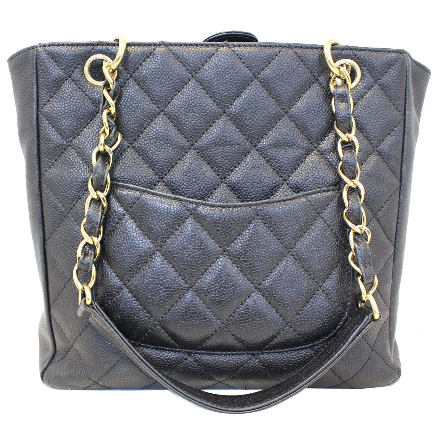 CHANEL PST Petit Shopping Caviar Leather Tote Bag Black