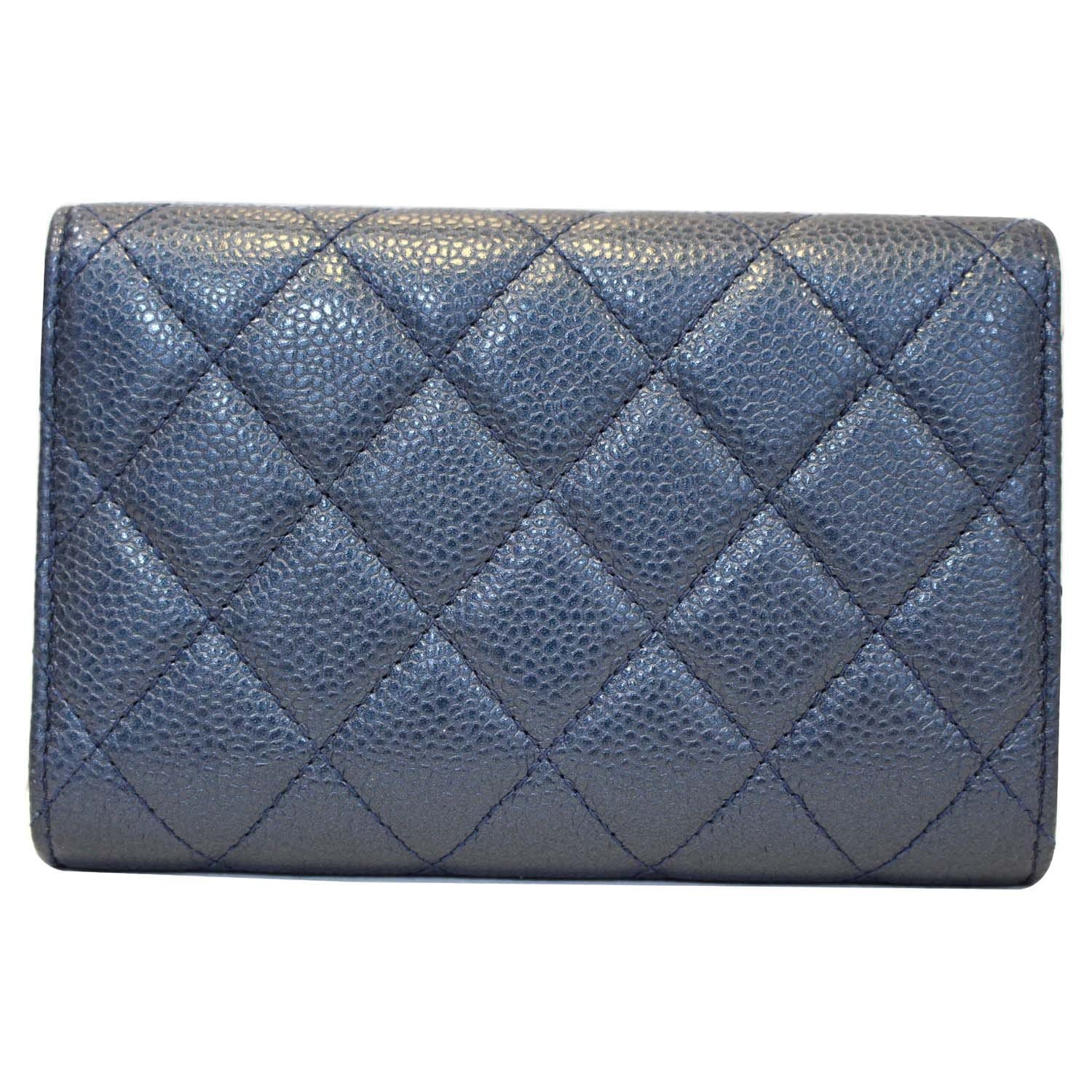 CHANEL Classic Flap Caviar Leather Wallet Navy Blue
