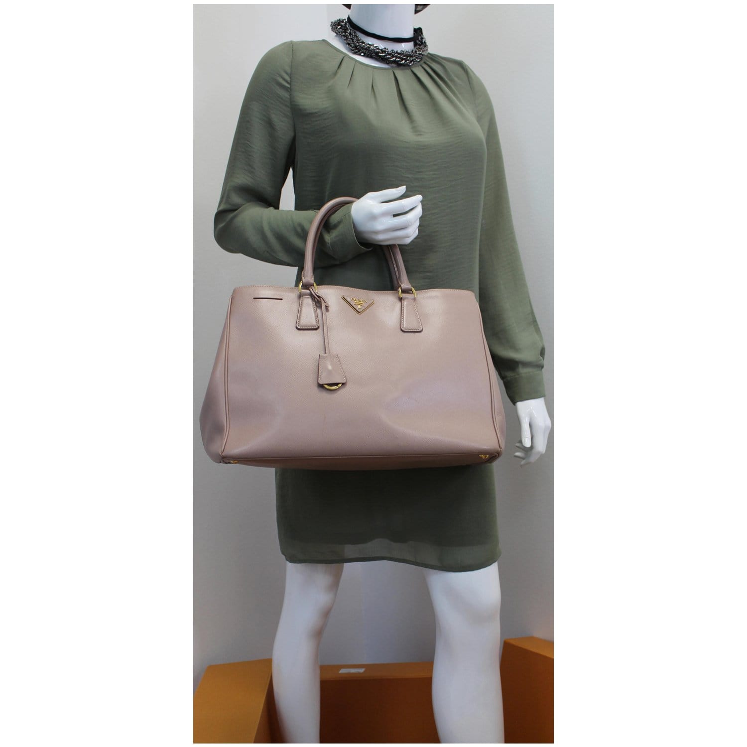 PRADA Lux Saffiano Leather Tote Tote Bag Light  Pink