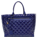CHANEL Timeless XL Quilted Carry-on Patent Leather Tote Royal Blue