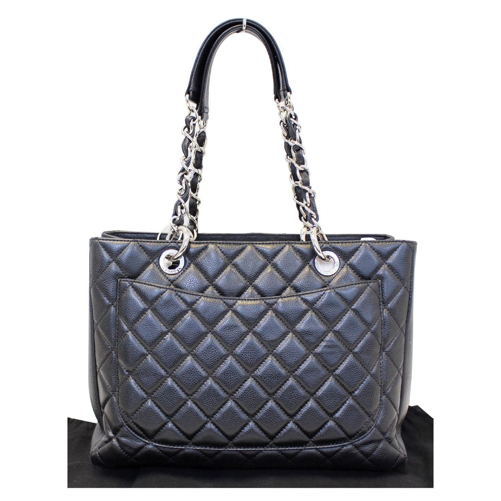 CHANEL Black Caviar Leather Grand Shopping Tote Bag